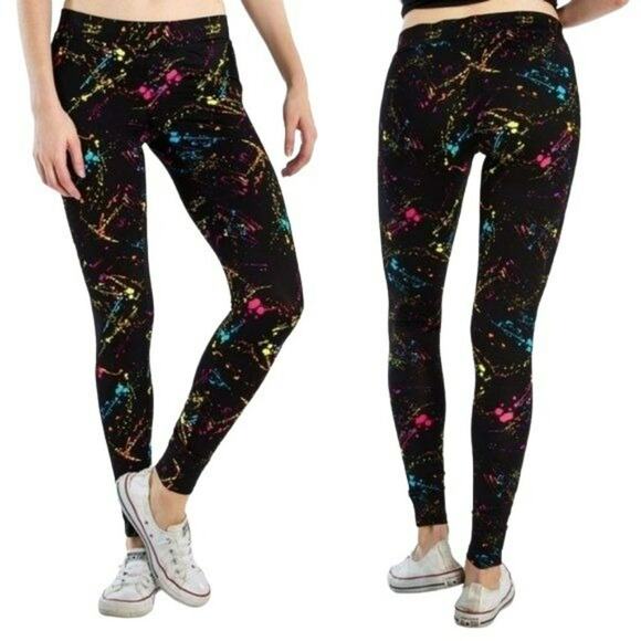Tipsy Elves Paint Splash Retro Leggings Womens Large - Picture 1 of 6